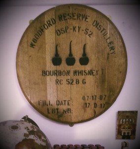 Bourbon barrelheads like this are pretty common collectables State-side, but pretty rare over here.  A friend brought this one back for me after a business trip to the US.